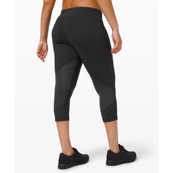Lululemon Pace Rival crop leggings black mesh 22" - Picture 1 of 9